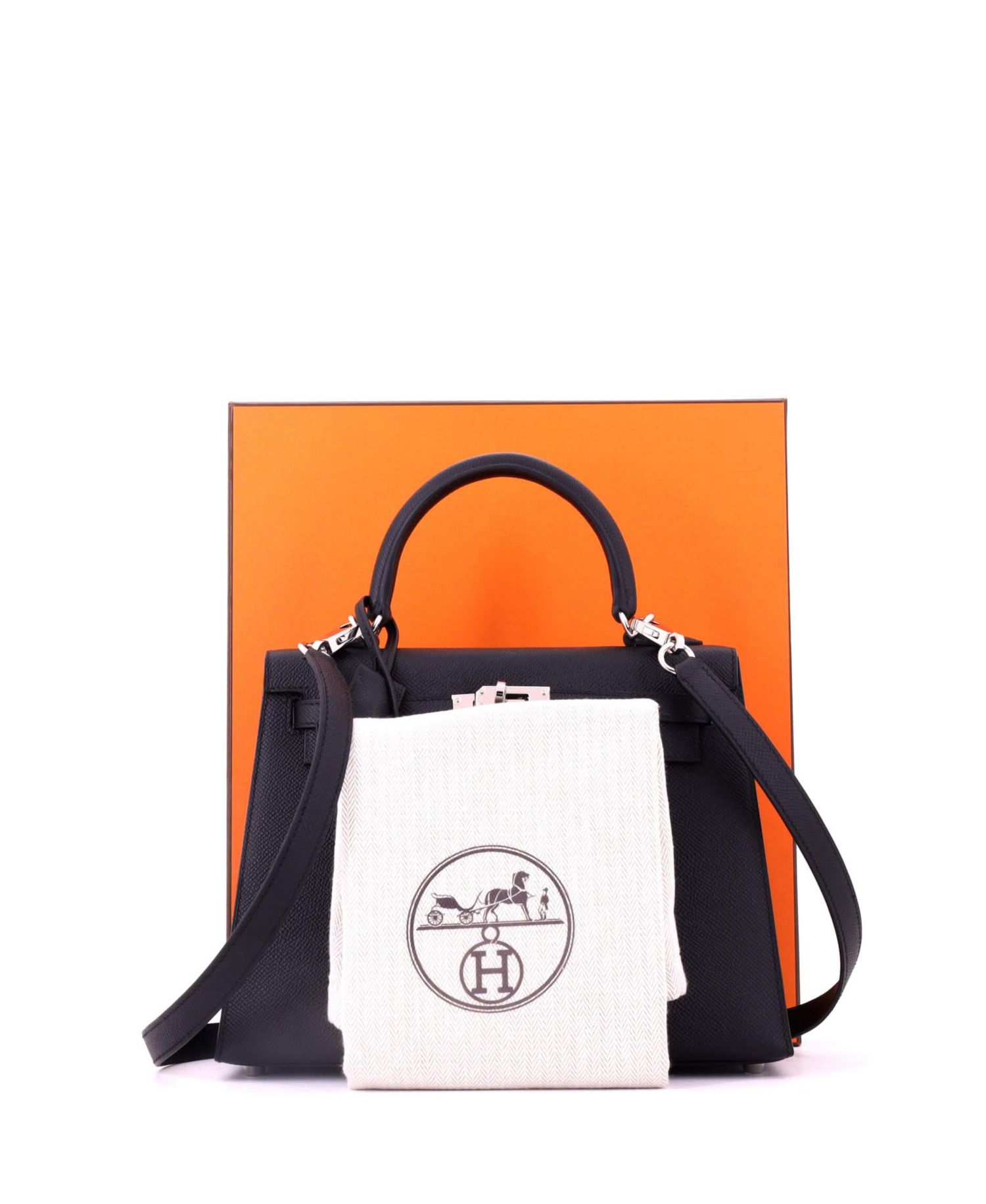 Kelly 25 Handbag Black Epsom with Palladium Hardware