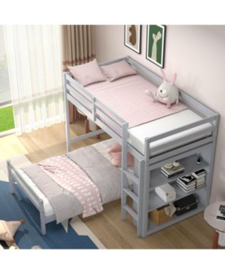 Loft Bed with Storage Shelves