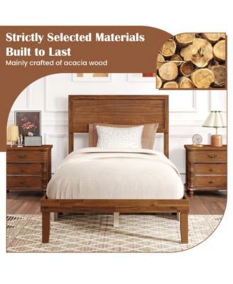 Rubberwood Bed Frame with Headboard