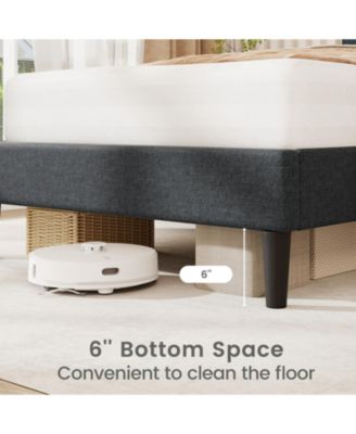 Linen Upholstered Bed Frame with Tufted Headboard