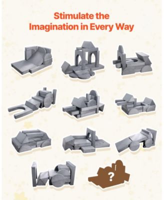 14-Piece Modular Kids Play Couch with Armrests, Convertible Sectional Toddler Sofa