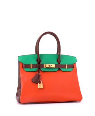 Birkin 30 Handbag Tricolor Chevre Mysore with Gold Hardware