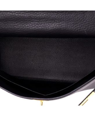 Kelly 28 Handbag Black Clemence with Gold Hardware