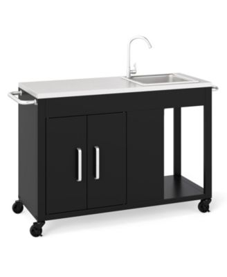 56 in Outdoor Grill Table with Sink and Stainless Steel Top