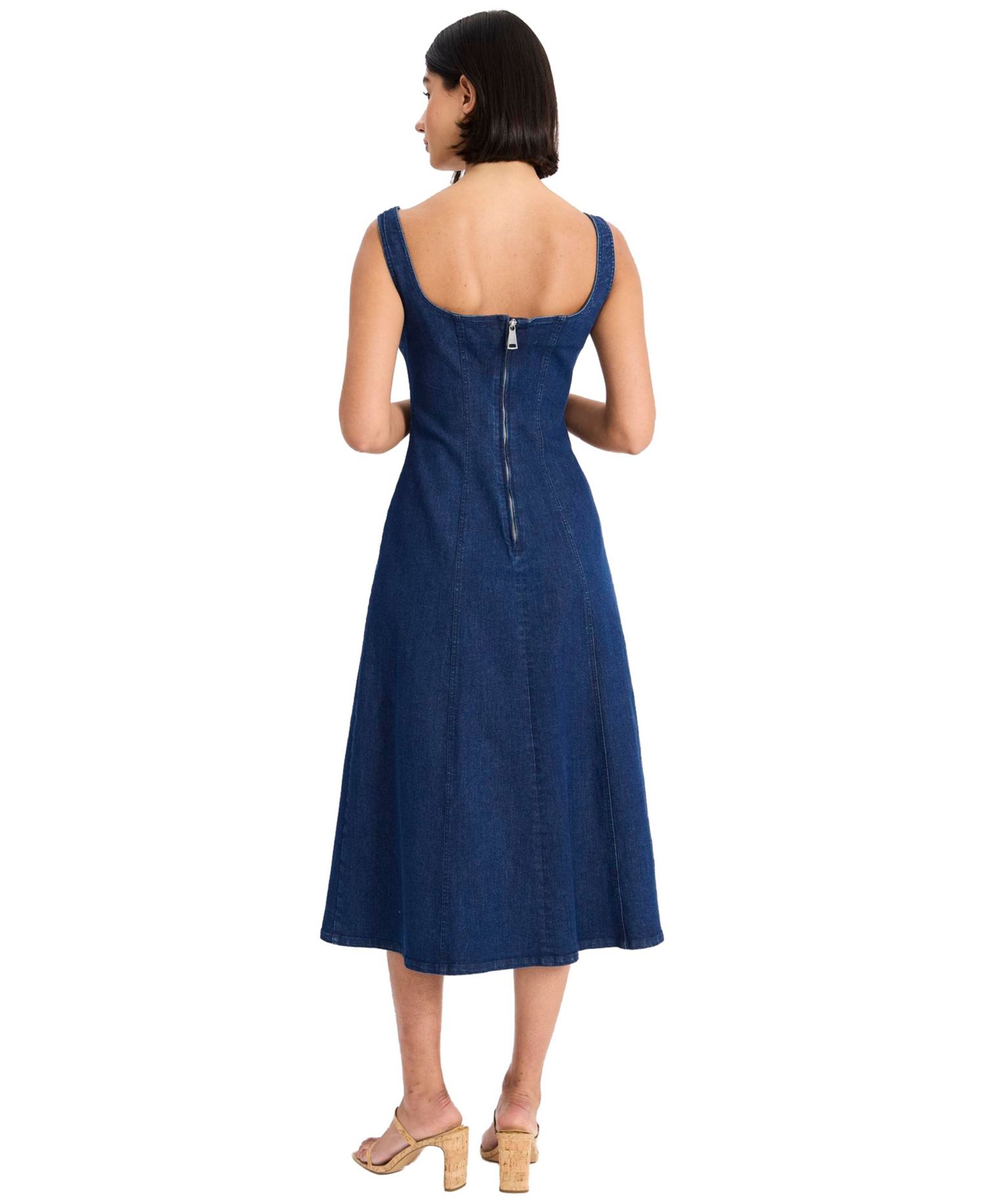 Women's Sleeveless Square Neck Midi Dress