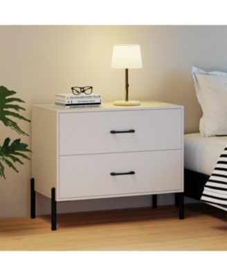 Modern 2-Drawer Nightstand with Metal Legs and Wide Storage