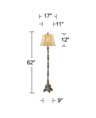 French Traditional 62" Tall Standing Floor Lamps Set of 2 Lights Candlestick Faux Wood Finish Living Room