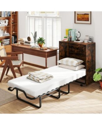 Cot Size Foldable Murphy Bed Cabinet with Lockable Wheels