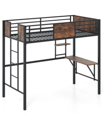 Loft Bed with Safety Guardrails and Ladder