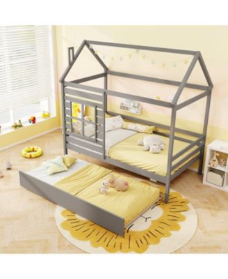 Kids House Bed Frame with Safety Rails