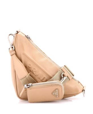 Small Triangle Logo Zip Crossbody Bag Leather