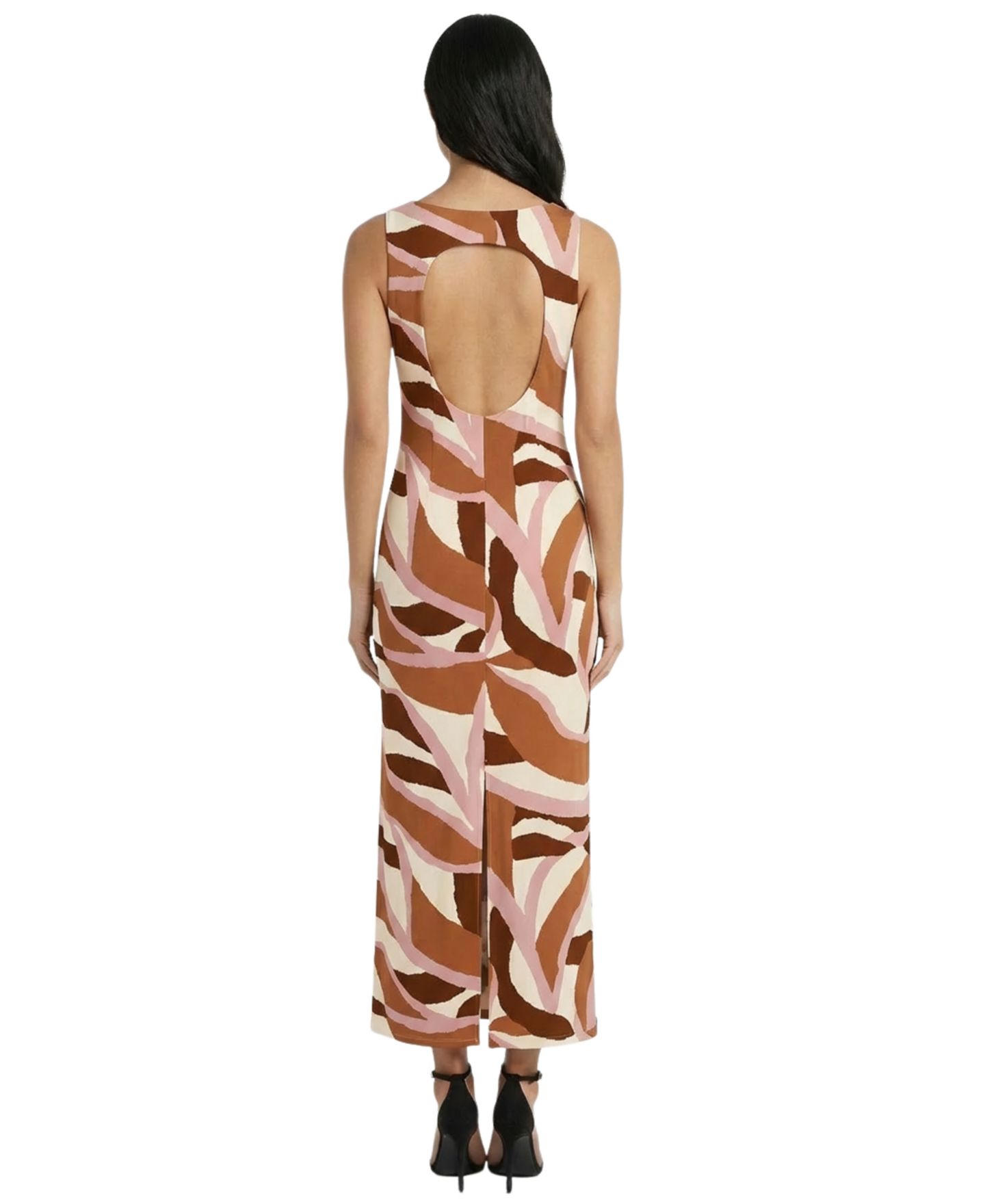 Женское платье Donna Morgan Aria Scoop Neck Midi, цвет: Кремовый / Кирпичный — фото 3