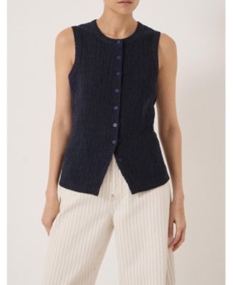 Women's Textured Sleeveless Button Through Top