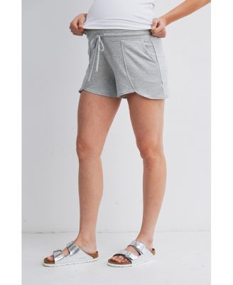 Maternity Relaxed Fit Lounge Shorts with Front Pockets and Drawstring