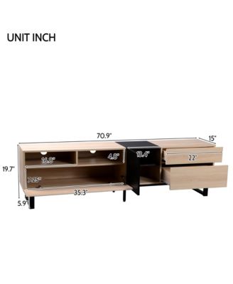Modern TV Stand for 80'' TV, Wooden Entertainment Center with Double Storage Space and  Drop Down Door, Media Console Table for Living Room