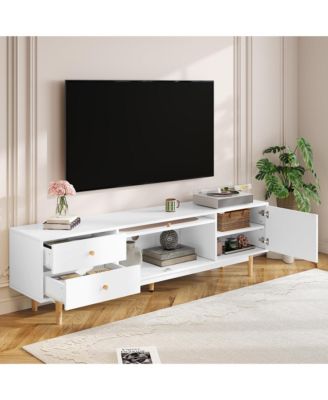 Minimalist TV Stand for TVs  Media Console Entertainment Center with Storage Cabinet and 2 Drawers for Living Room