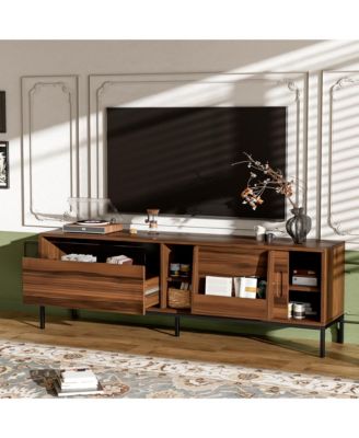  TV Stand for TVs up to 75 Inches, Media Console Entertainment Center with Drawer, Sliding Doors and Adjustable Shelves for Living Room