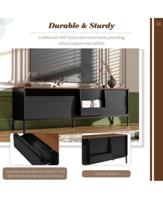 70.8 Media Console for Up to 75 TVs, Entertainment Center with Drawer, Sliding Doors and Adjustable Shelves for Living Room