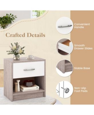 Bedside Table Nightstand with Drawer and Open Shelf