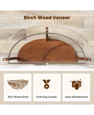 40 in Half-Moon Tempered Glass Console Table with Open Shelf