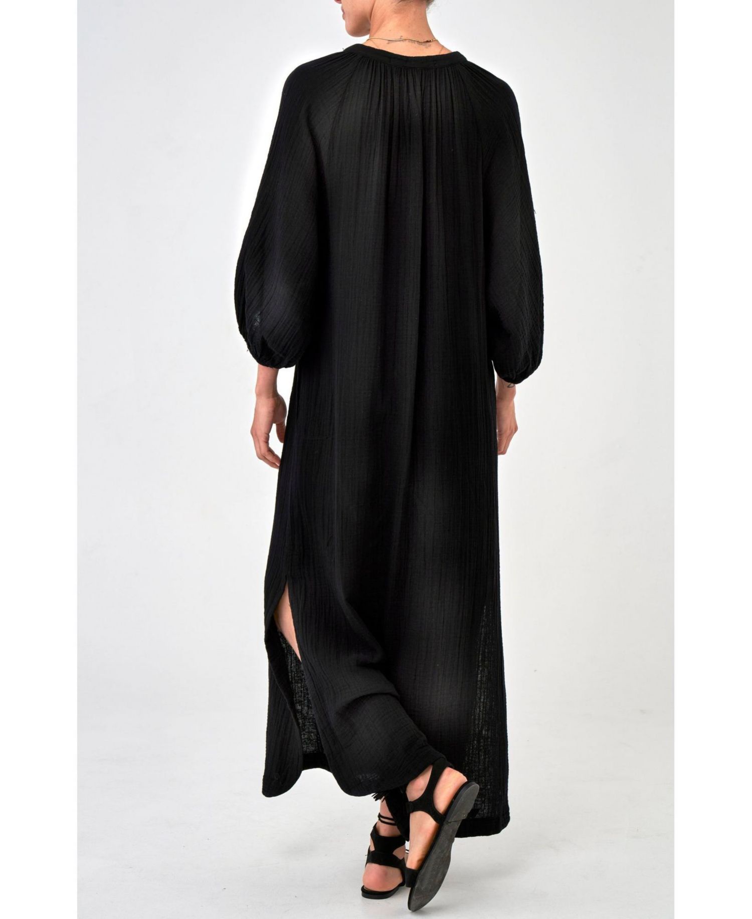 Women's Ocean+Main Avery Long Tie Neck Dress Gauze Caftan