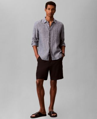 Men's Yarn-Dyed Pinstripe Linen Classic Shirt