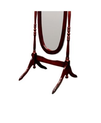 59.25" Tall Standing Wooden Floor Mirror, Oval Shape