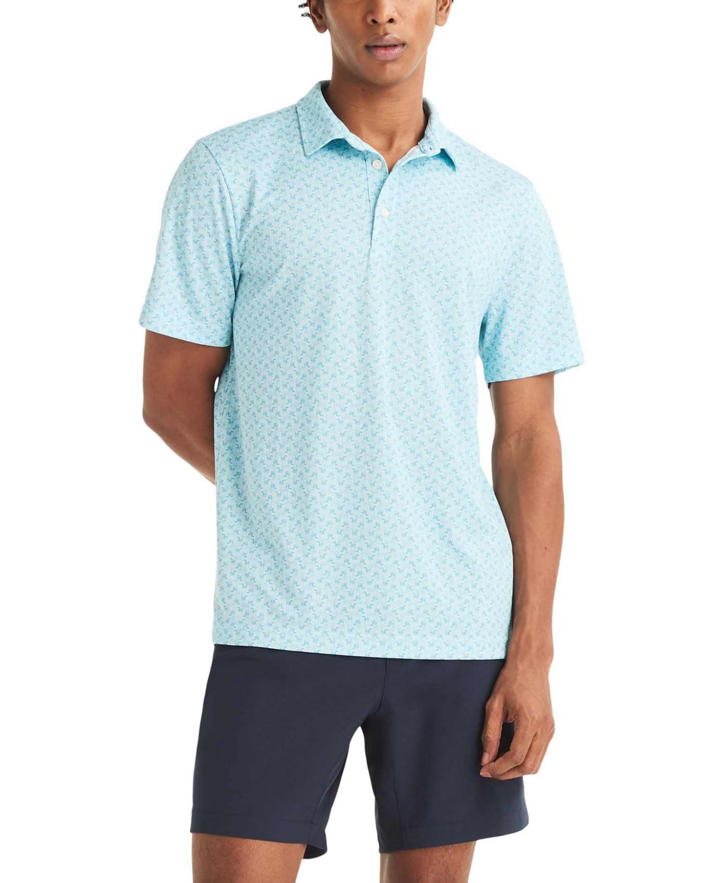 Мужское поло Nautica Drink Print Golf Polo Shirt, цвет: Пляжный синий — фото 1