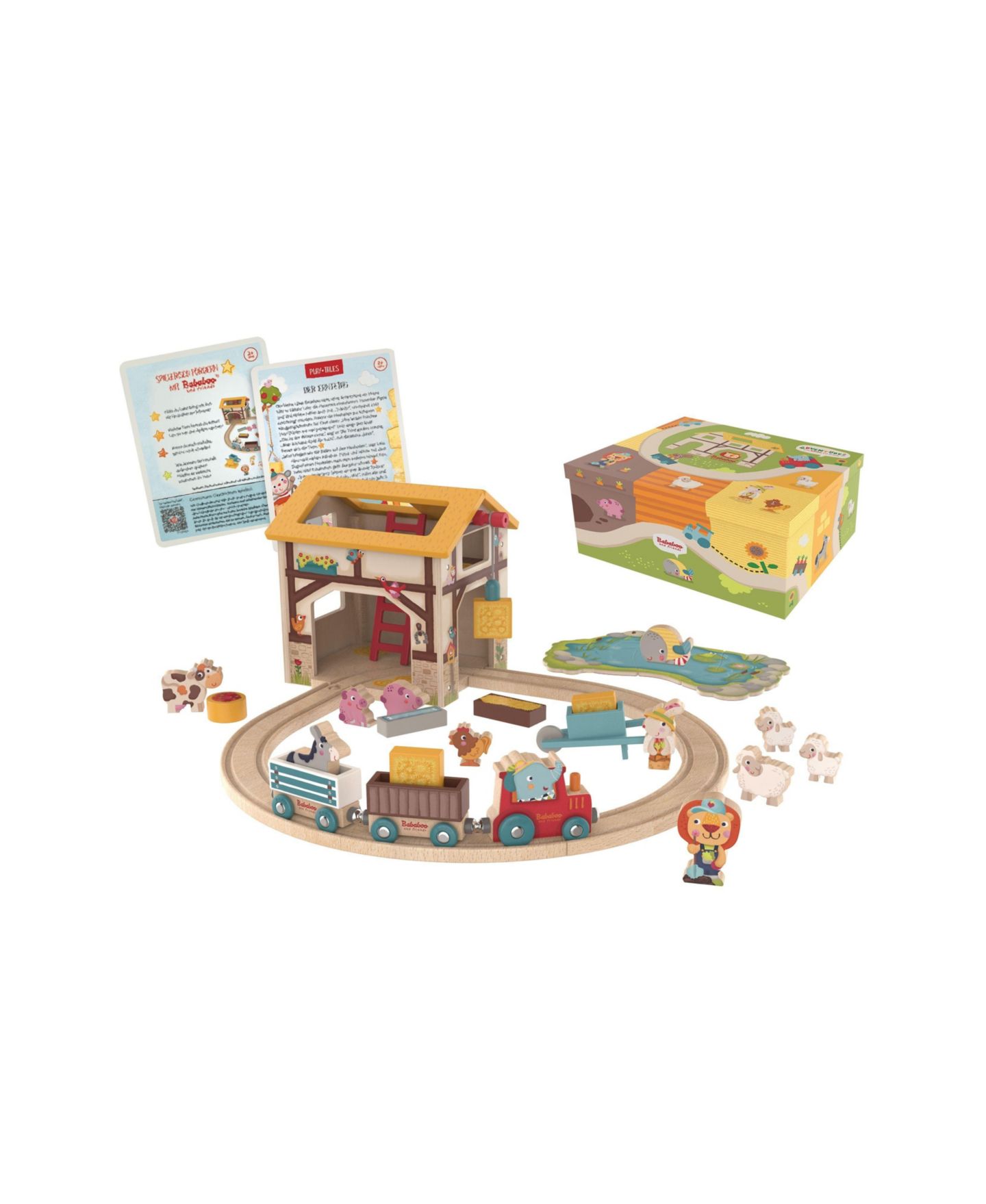 Детский игровой набор Bababoo and friends Farm Wooden Train-Track 37-Piece Playset, Ages 2+, цвет: Open Miscellaneous — фото 5