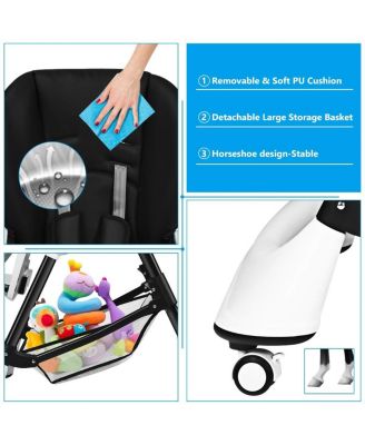 A Shaped Baby High Chair with Lockable Wheels