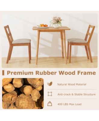 Farmhouse Wooden Dining Chairs Set of Two with Cushioned Seat