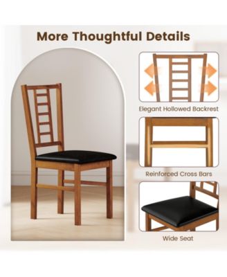 PU Leather Upholstered Wood Dining Chairs Set of Two