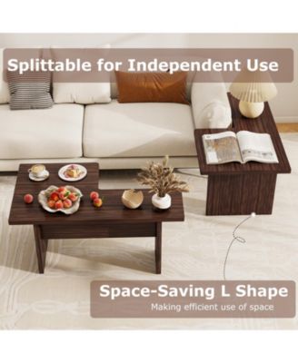 Modular L Shaped Coffee Table Set of Two for Small Spaces