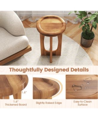 14 in Farmhouse Round End Table with Tray Top and Cross Legs