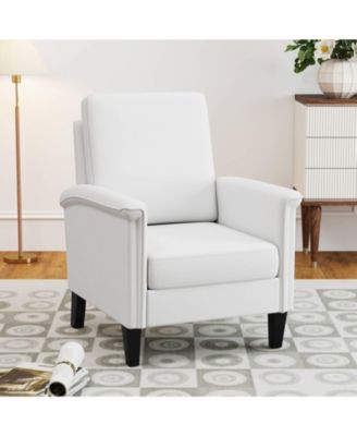 Farmhouse Floral Accent Chair with Solid Wood Legs and High Back