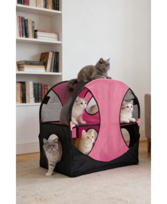Zeus and Ruta Collapsible Cat Playpen Folding Soft Pet Obstacle Course Indoor Outdoor Travel Kitten House Bed