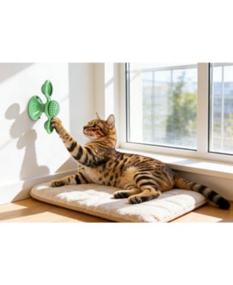 Zeus and Ruta Windmill Style Rotating Suction Cup Cat Toy Spinning Interactive Window Mounted Kitten Plaything