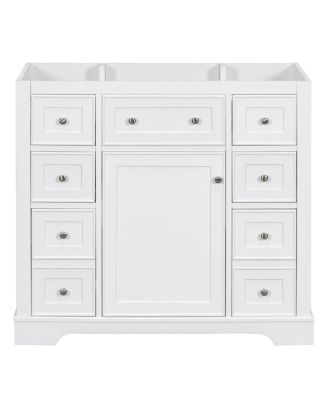 36 Inch Modern Bathroom Vanity Base without Sink, Solid Wood and MDF Cabinet with 6 Drawers and Adjustable Shelf for Storage