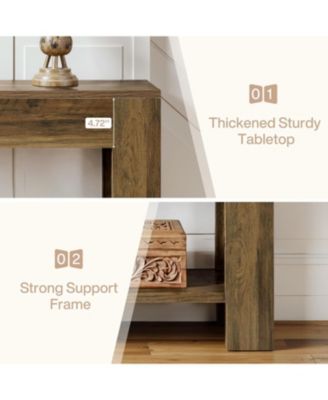 41.3'' Farmhouse Console Table, 2-Tier Sofa Entryway Table with Storage, Narrow Wooden Behind Couch