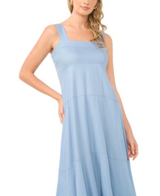 Women's Challis Square-Neck Smocked-Back Sleeveless Maxi Dress