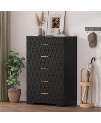 Tall Dressers for Bedroom with 5 Drawers, Wood Dressers for Closet, Living Room, Hallway, Entryway