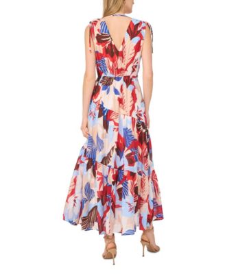 Women's Printed V-Neck Maxi Dress