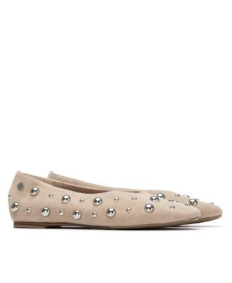 Women's Suede Studded Ballet Flats