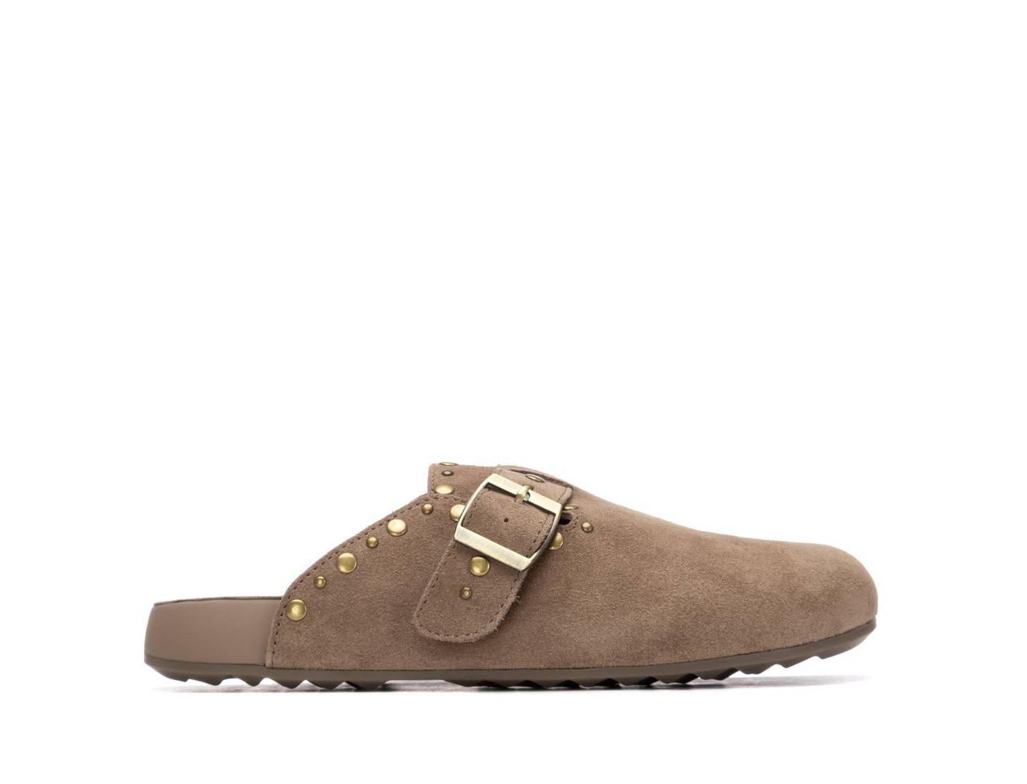Женские сабо XTI Suede Clog Mule Flats, цвет: Бежевый — фото 2
