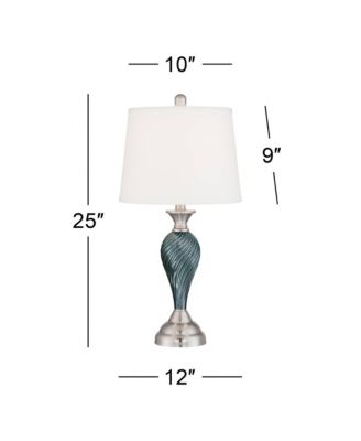 Arden 25" High Modern Table Lamps Set of 2 WiFi Smart Socket Glass Living Room Bedroom Bedside Nightstand