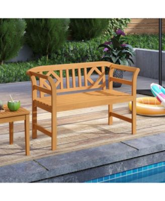 Acacia Wood 2-Seat Patio Loveseat for Outdoor Seating