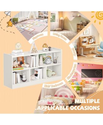 5 Cube Kids Bookcase - Wooden 2-Tier Storage Cabinet, Open Display Book Shelf for Nursery, School Classroom, Playroom