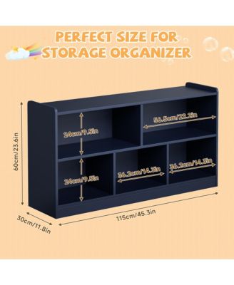 5 Cube Kids Bookcase - Wooden 2-Tier Storage Cabinet, Open Display Book Shelf for School Classroom, Playroom
