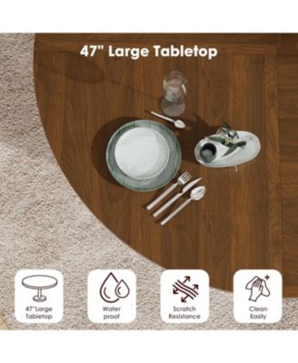 47 Inch Round Dining Table for 4, Kitchen Table Dinner Table with 2-Layer Storage Shelf and Wood Slide Door for Home Dining Room Living Room
