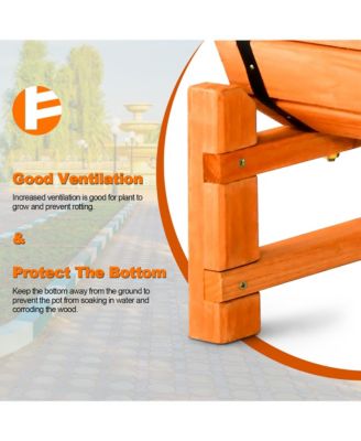 2-Tier Wooden Raised Garden Bed Container w/2 Cylindrical Planter Boxes and Trellis